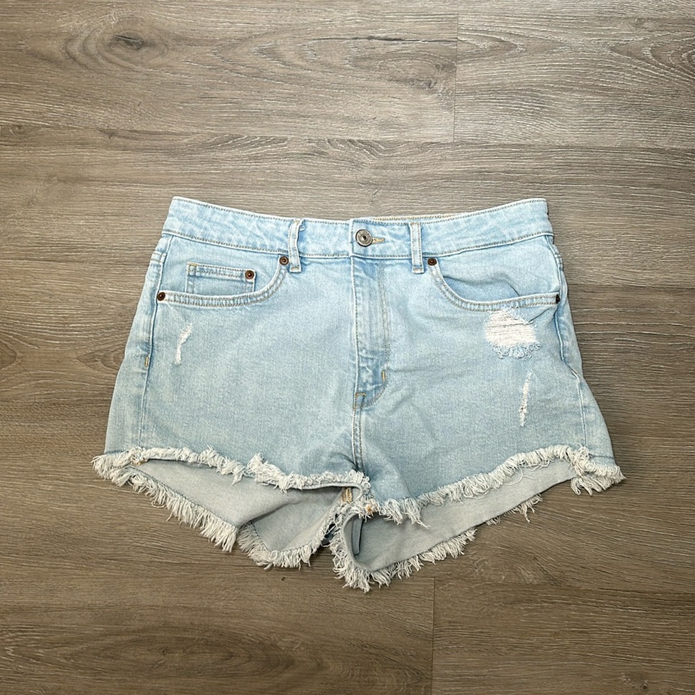 Light wash jean shorts